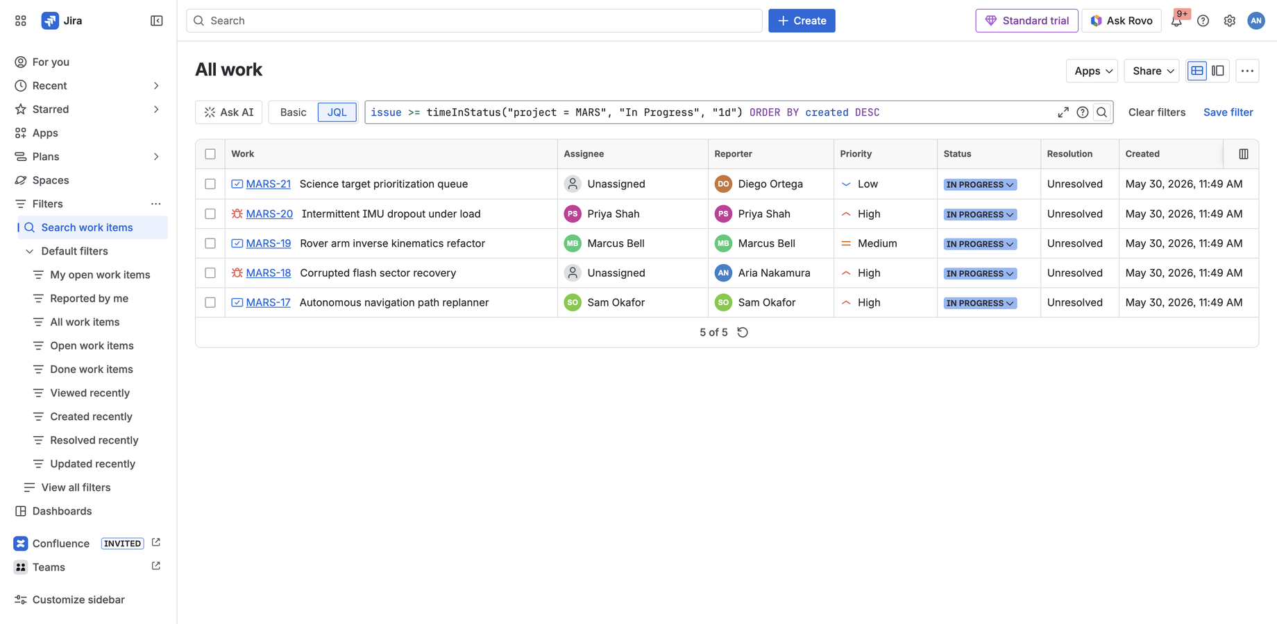 Argon timeInStatus results in the Jira issue navigator