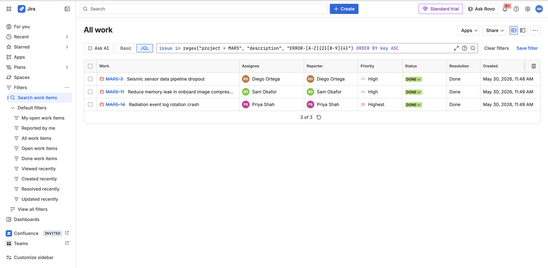 Argon regex matching error codes in descriptions